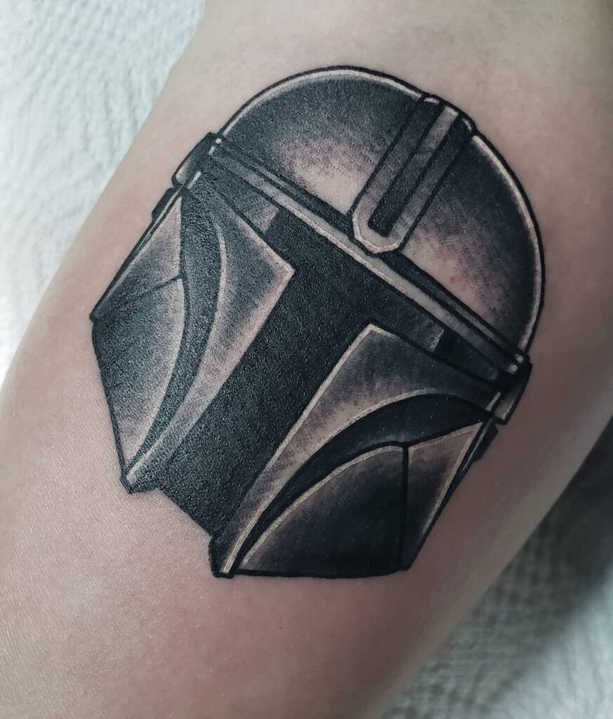 10+ Mandalorian Helmet Tattoo Ideas That Will Blow Your Mind! 15 Simple Mandalorian Helmet Tattoo