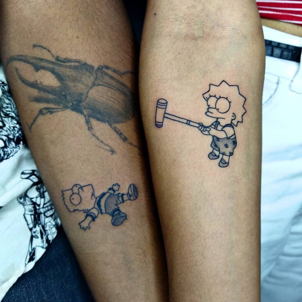 11+ Match Tattoo Ideas That Will Blow Your Mind! 17 Simpsons Matching Tattoo