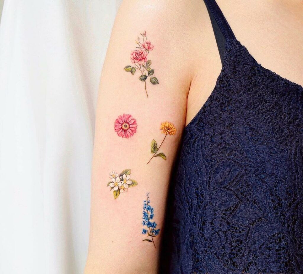 12+ Gerbera Daisy Tattoo Ideas To Inspire You 15 Single Bunch Colourful Gerbera Daisy Tattoos