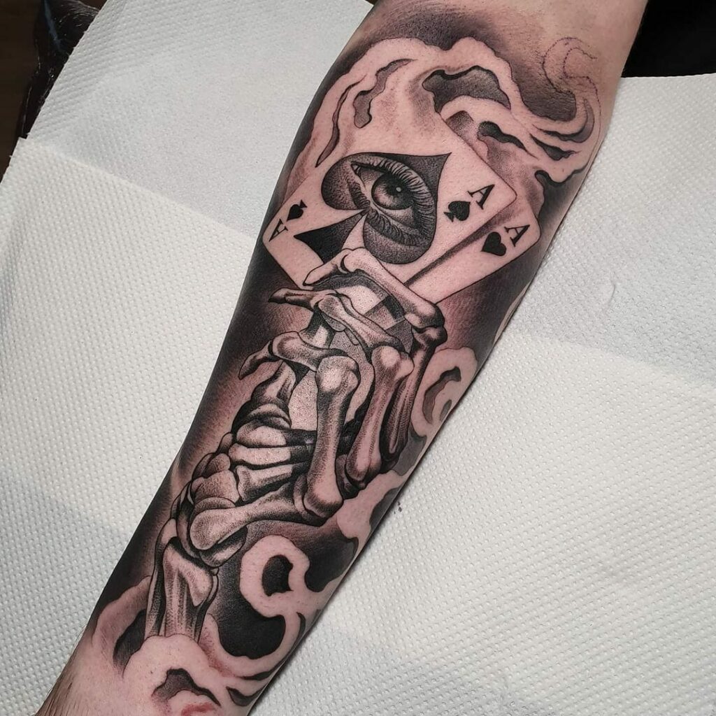 11+ Playing Cards Tattoo Ideas To Inspire You! 19 Skeletal Ace Tattoo