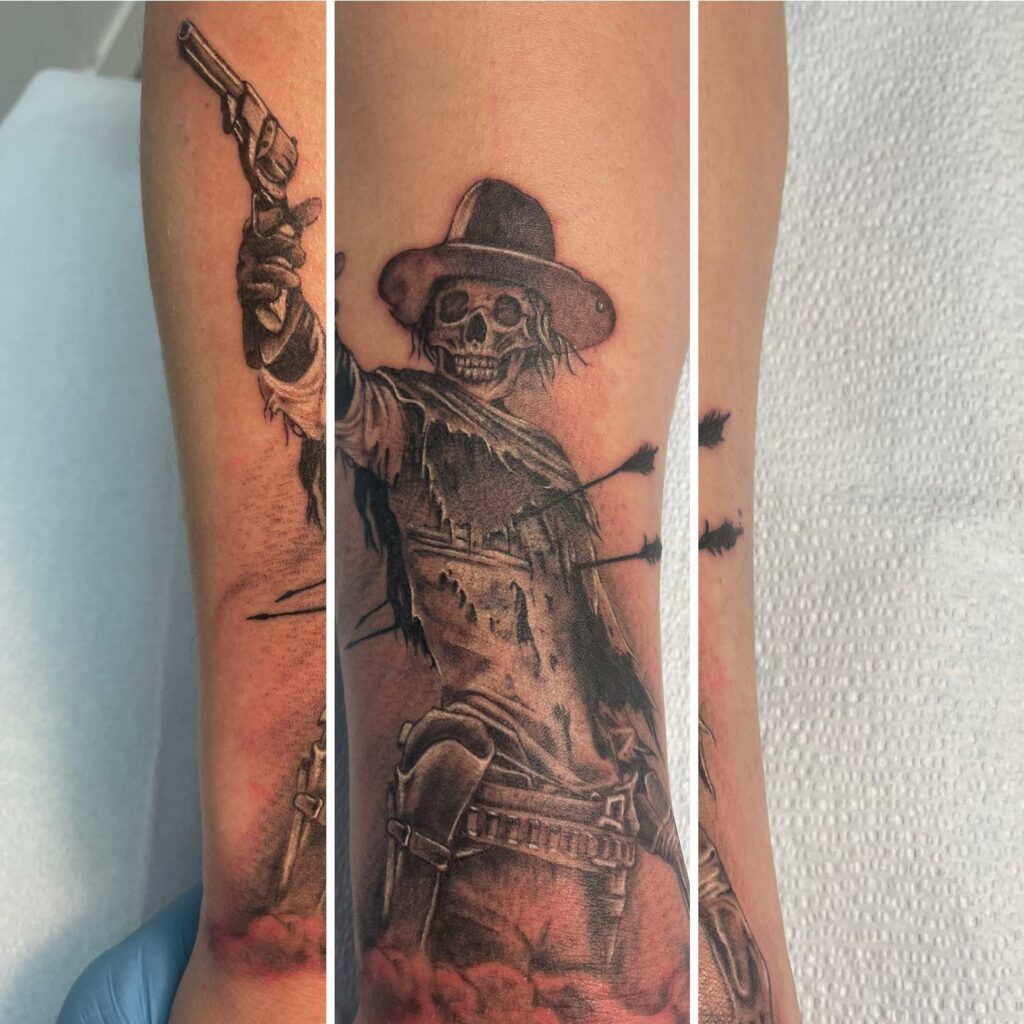 14+ Western Tattoo Ideas To Inspire You! 20 Skeleton Cowboy Tattoo
