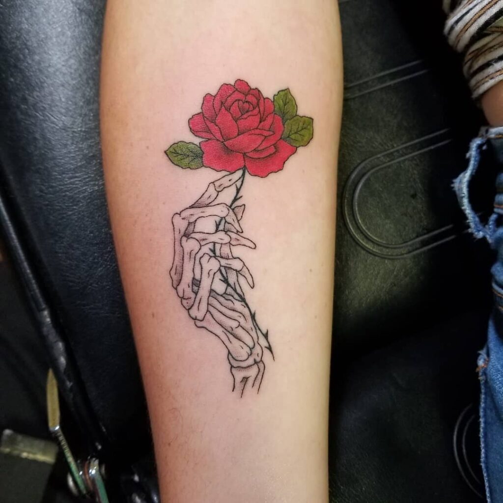 34 Hand Skeleton Tattoo Designs for 2024 25 Skeleton Hand Tattoo With A Rose