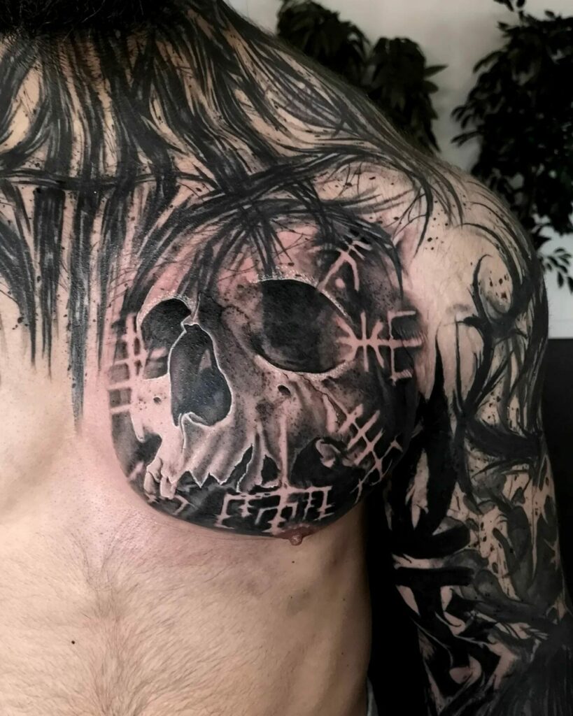 11+ Simple Skull Tattoo Ideas That Will Blow Your Mind! 11 Skull Chest Tattoo Design