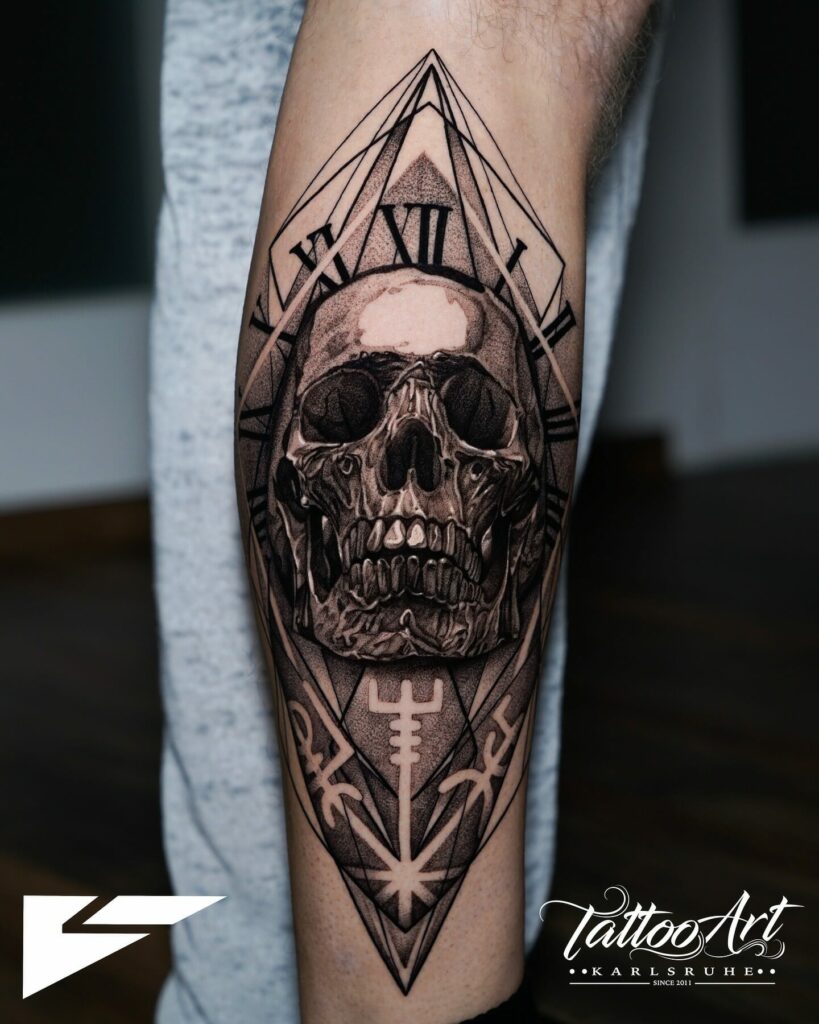 10+ Small Clock Tattoo Ideas That Will Blow Your Mind! 16 Skull Clock Tattoo