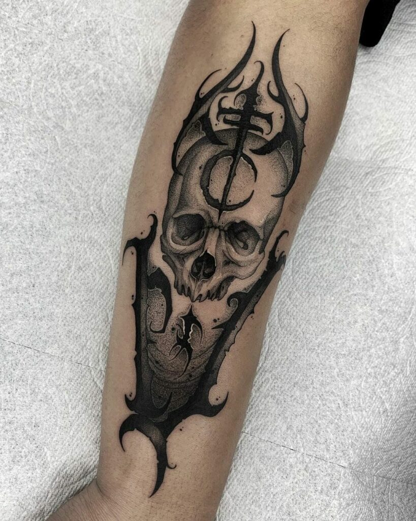 12+ Knife Tattoo Ideas To Inspire You! 11 Skull Sword Knife Tattoo