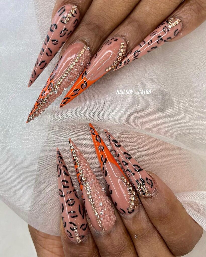 Add a Pop with 25 Cheetah Print Nails in 2024 26 Sleek Cheetah Nail Elegance with a Sparkling Touch