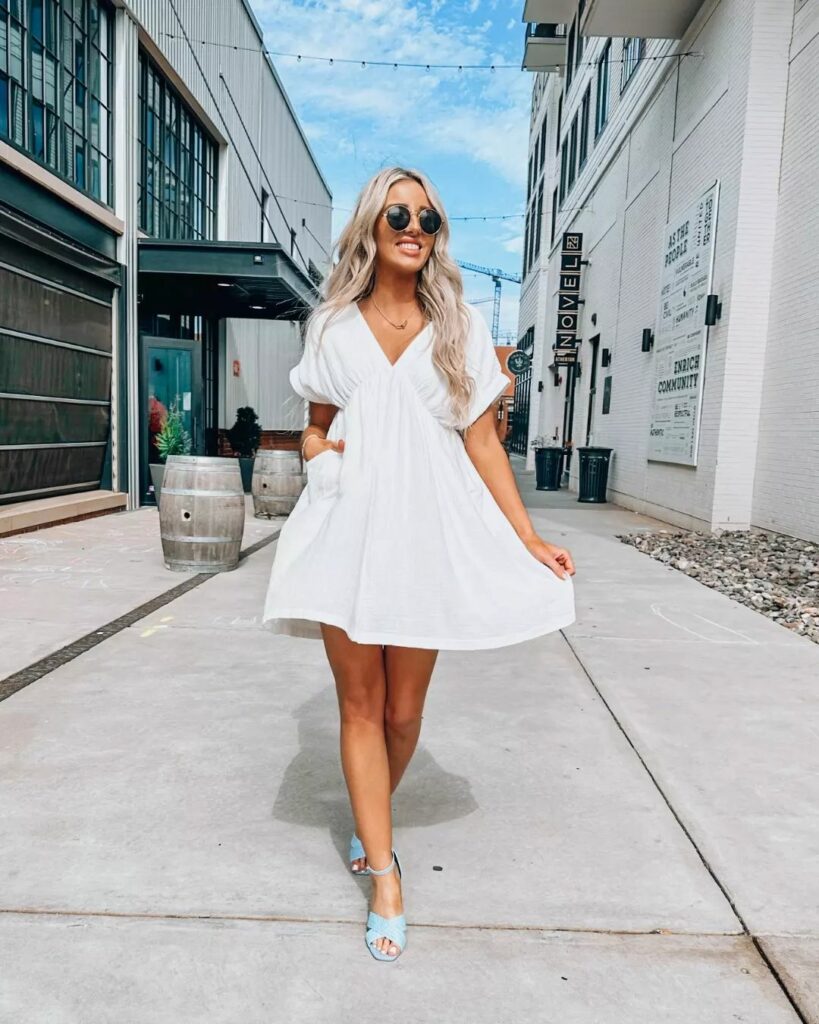 What to Wear to a White Party 12 Sleek White Dress & Black Heels