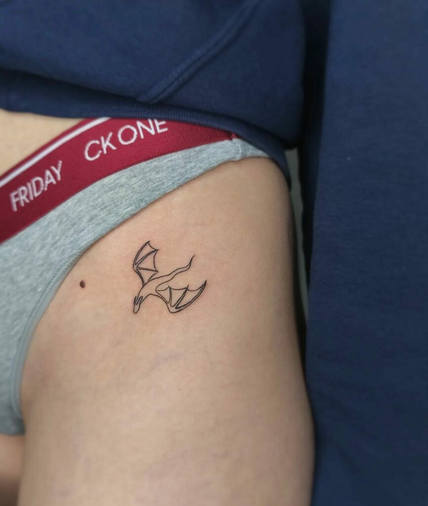 10+ Front Hip Tattoo Ideas That Will Blow Your Mind! 14 Small Cute Dragon Front Hip Tattoo