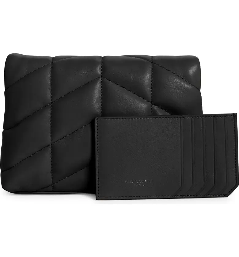 Small Lou Leather Puffer Clutch