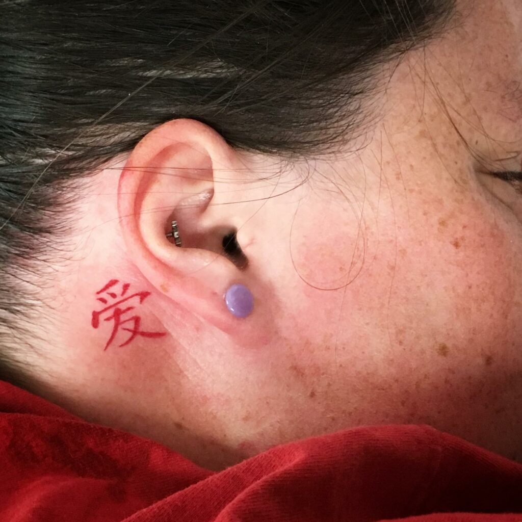 11+ Chinese Symbol Tattoo Behind Ear Ideas That Will Blow Your Mind! 15 Small Red Chinese Symbol Tattoo Behind The Ear