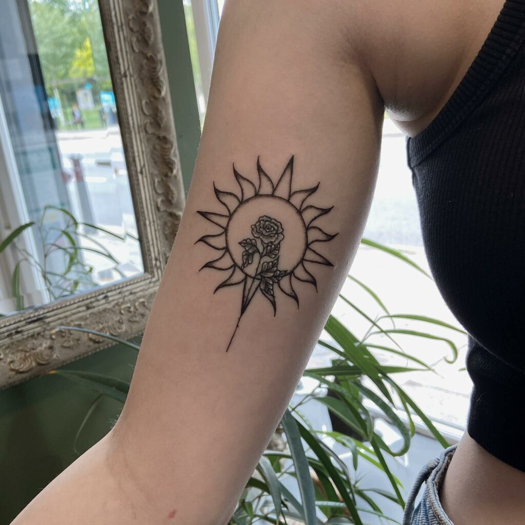 13+ Unique Small Sun Tattoo Ideas That Will Blow Your Mind! 23 Small Sun Tattoo With Rose