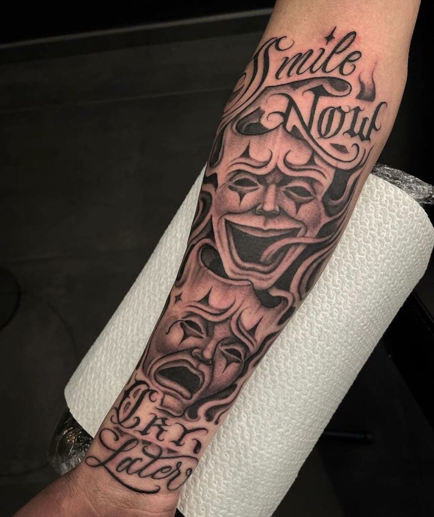 11+ Chicano Tattoo Drawings Ideas That Will Blow Your Mind! 14 Smile And Cry Chicano Tattoo
