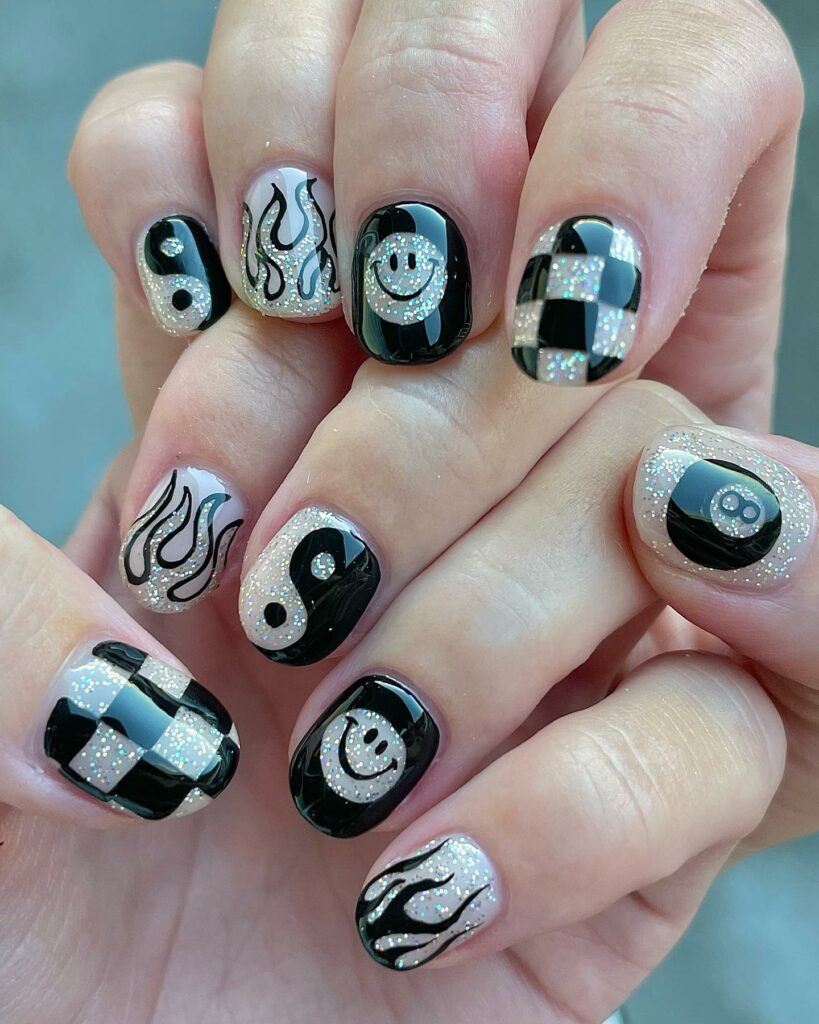 27 Latest Yin-Yang Nail Designs To Try In 2024! 30 Integrating Smiley Faces into Yin-Yang Nail Art