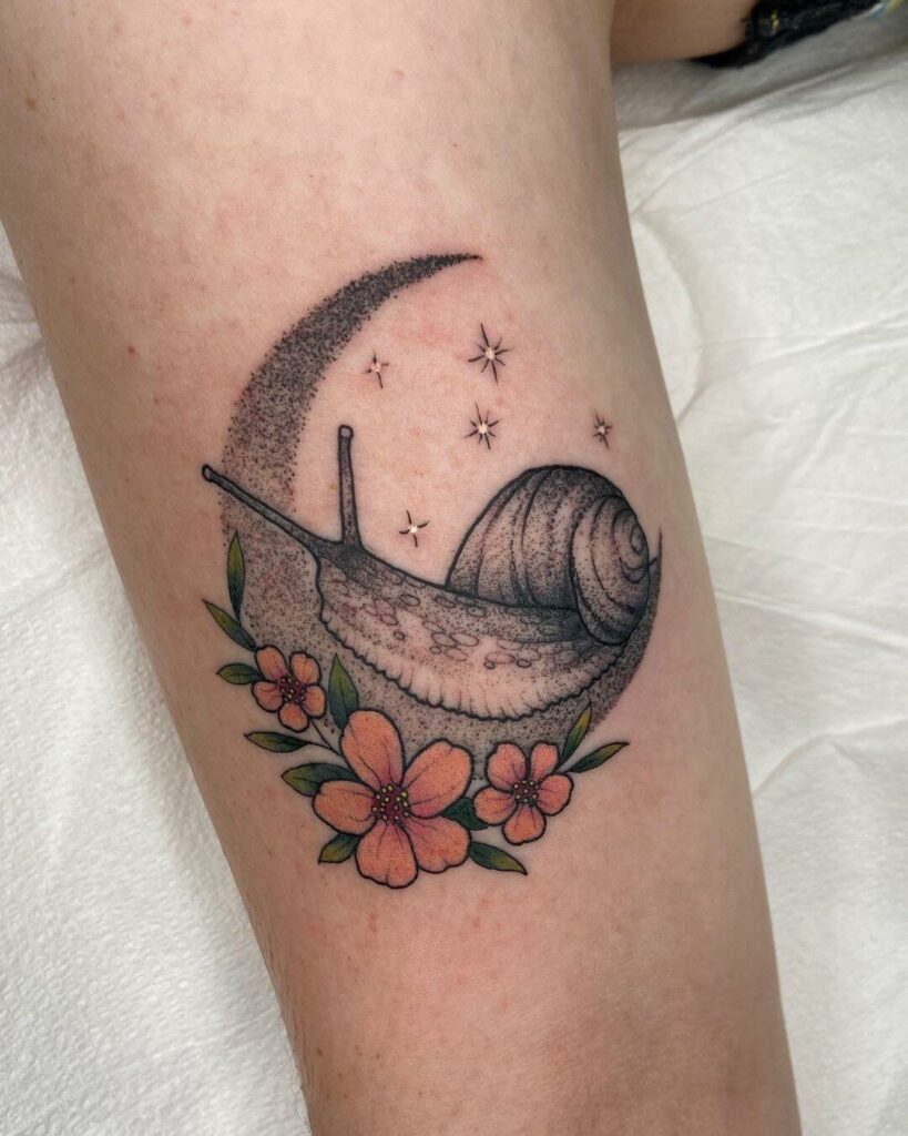 10+ Snail Tattoo Ideas You Have To See To Believe! 13 Snail Tattoo Designs With The Moon And Stars