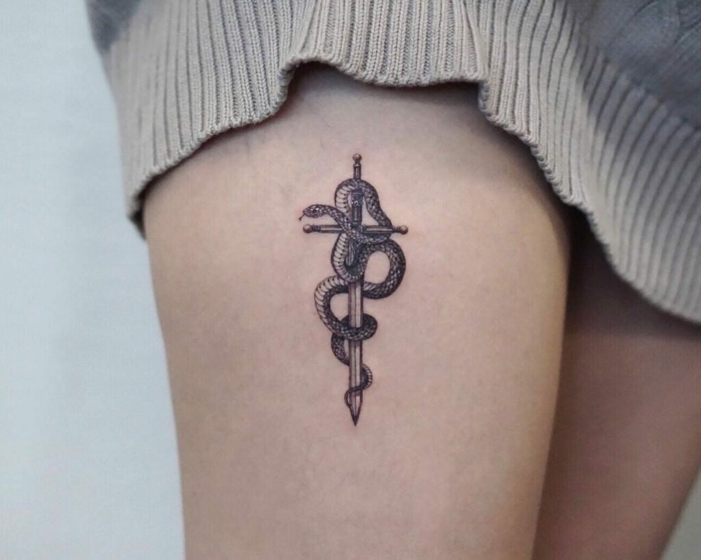 11+ Snake Drawing Tattoo Ideas That Will Blow Your Mind! 13 Snake And Cross Tattoo Drawing