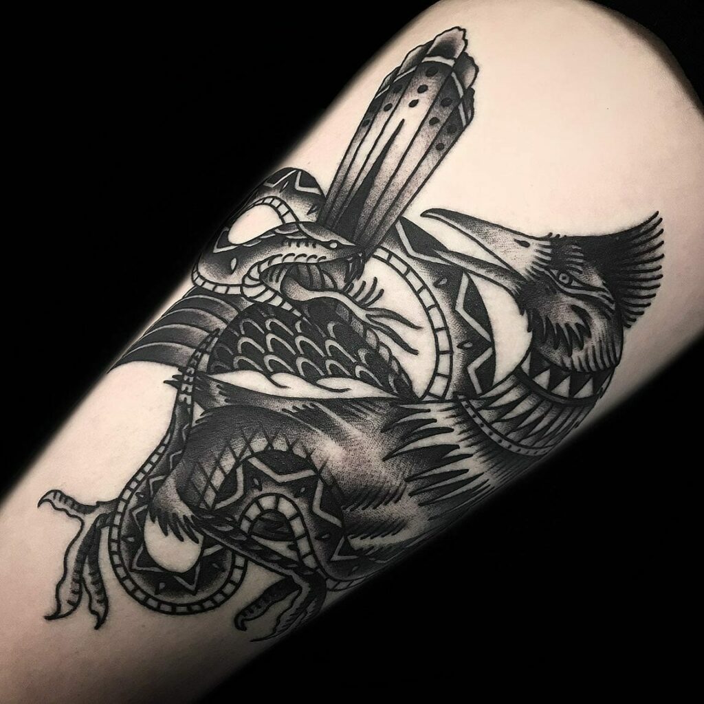 12+ Snake Thigh Tattoo Ideas To Inspire You! 16 Snake And Roadrunner Fight Tattoo