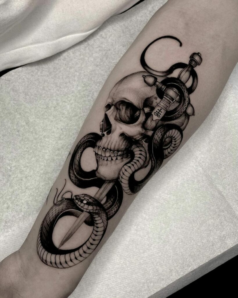 12+ Knife Tattoo Ideas To Inspire You! 16 Snake Skull Sword Tattoo