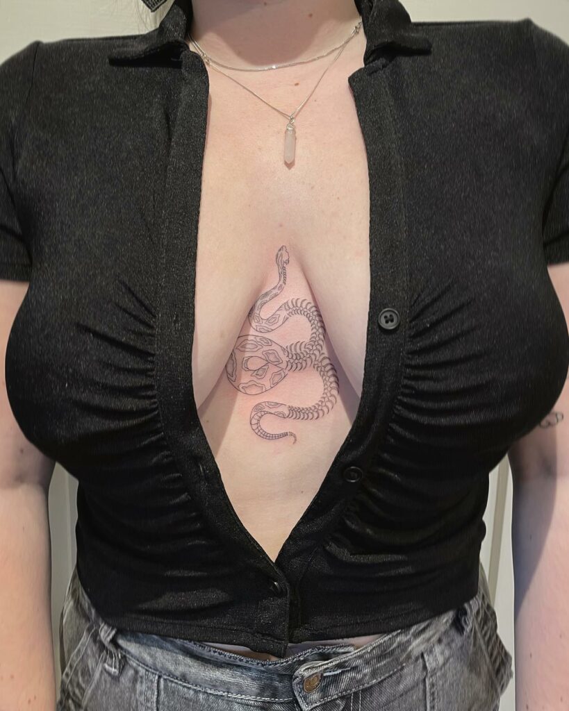 11+ Lace Under Breast Tattoo Designs That Will Blow Your Mind! 20 Snake Tattoo Under Boob Tattoo