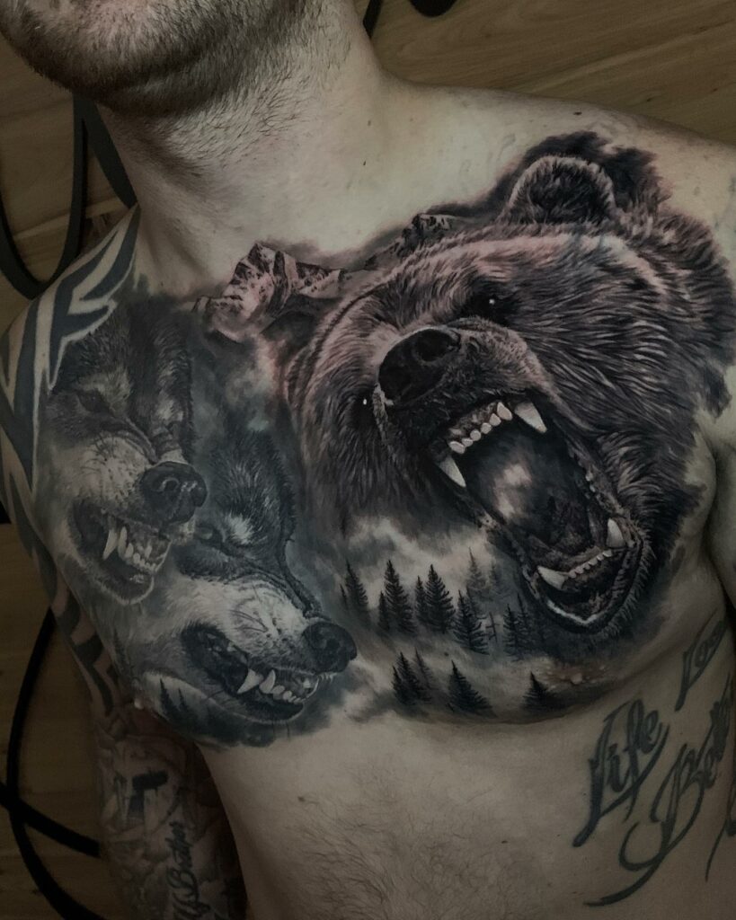 11+ Wolf Tattoo on Chest Ideas That Will Blow Your Mind! 15 Snarling Wolf Tattoos