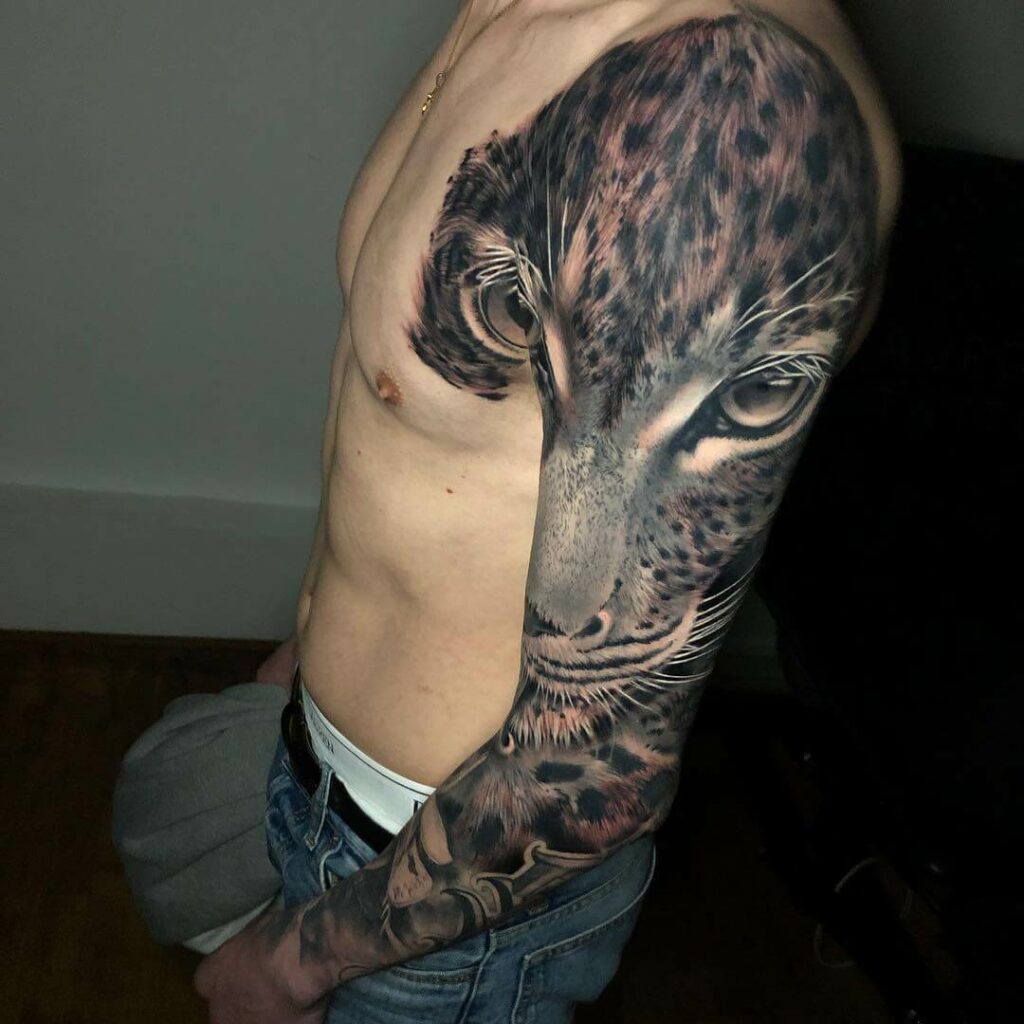 12+ Best Snow Leopard Tattoo Ideas To Inspire You! 18 Snow Leopard Full Sleeve Tattoo