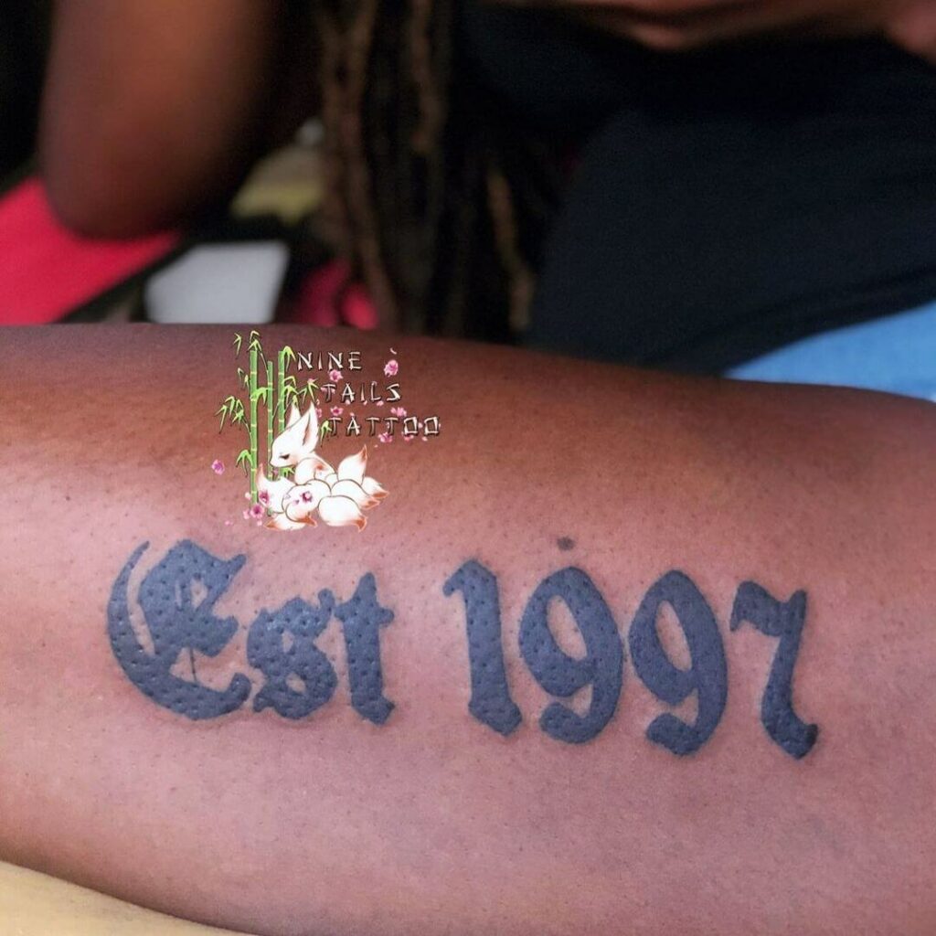 11+ Est 1997 Tattoo Ideas That Will Blow Your Mind! 18 Solid 1997 Est Tattoo On Forearm