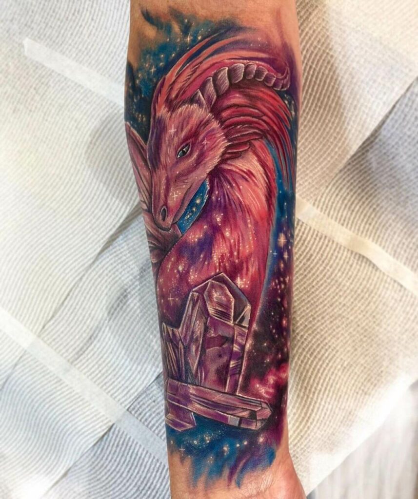 12+ Colored Dragon Tattoo Ideas To Inspire You! 16 Space Dragon Tattoo