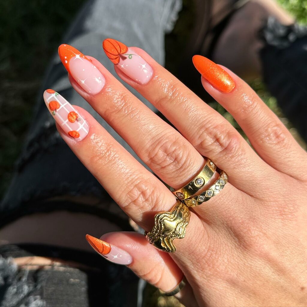 26 Latest Pumpkin Nail Designs To Try This Halloween 35 Sparkling Pumpkins