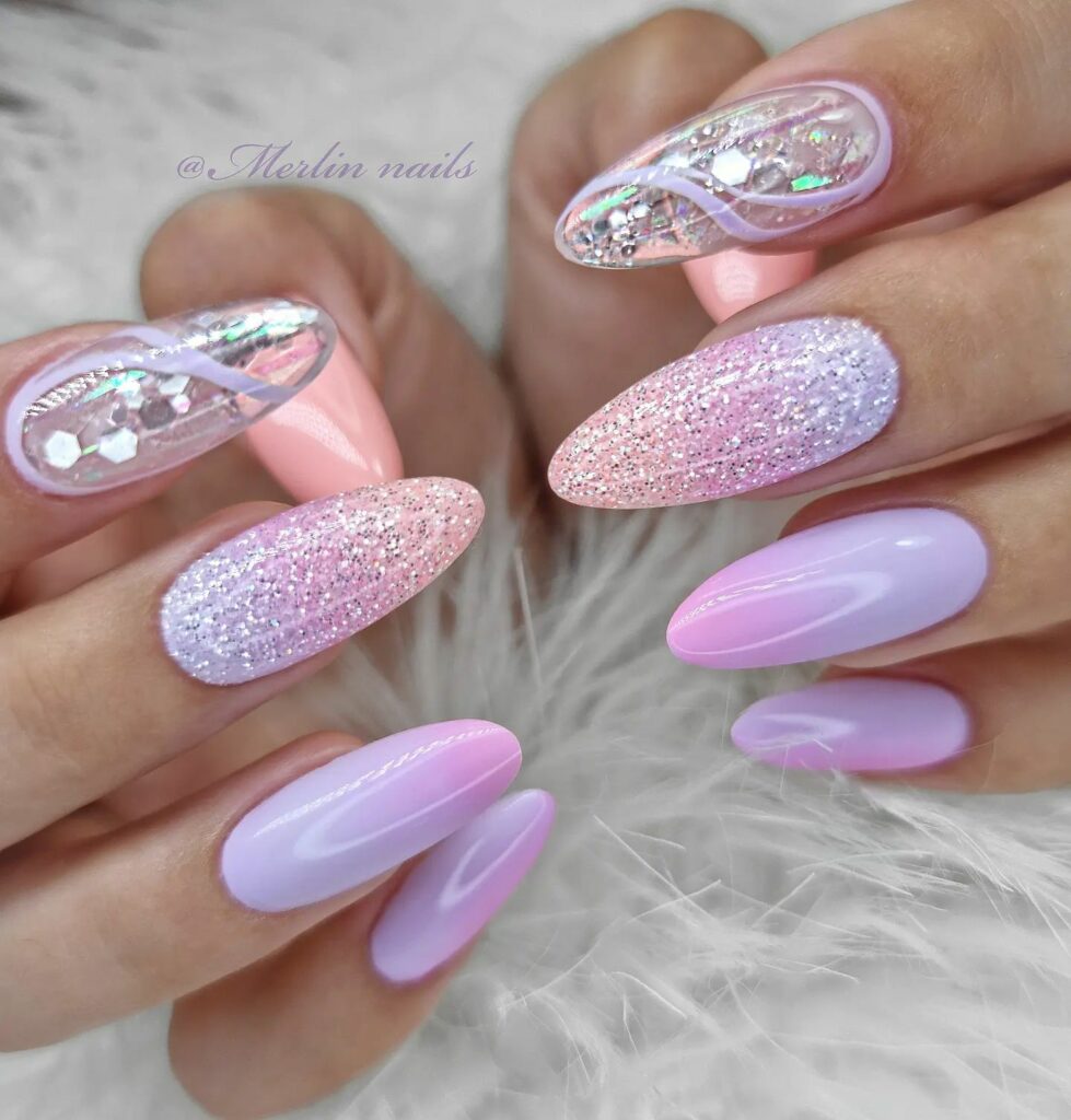 17 Latest Mermaid Nail Designs You Need To Try In 2024! 23 Sparkly Lavender Mermaid Nails