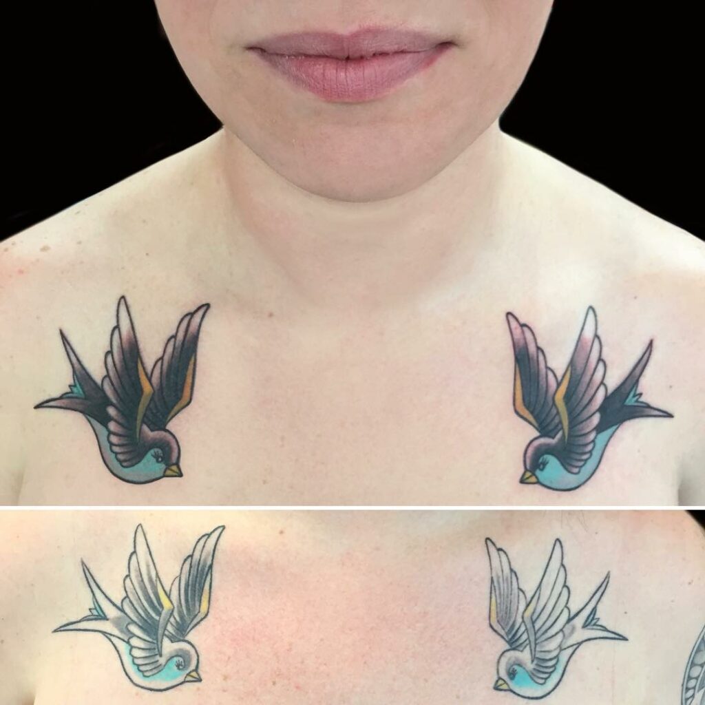 11+ Traditional Sparrow Tattoo Ideas You Have To See To Believe! 20 Sparrow Tattoo On Chest