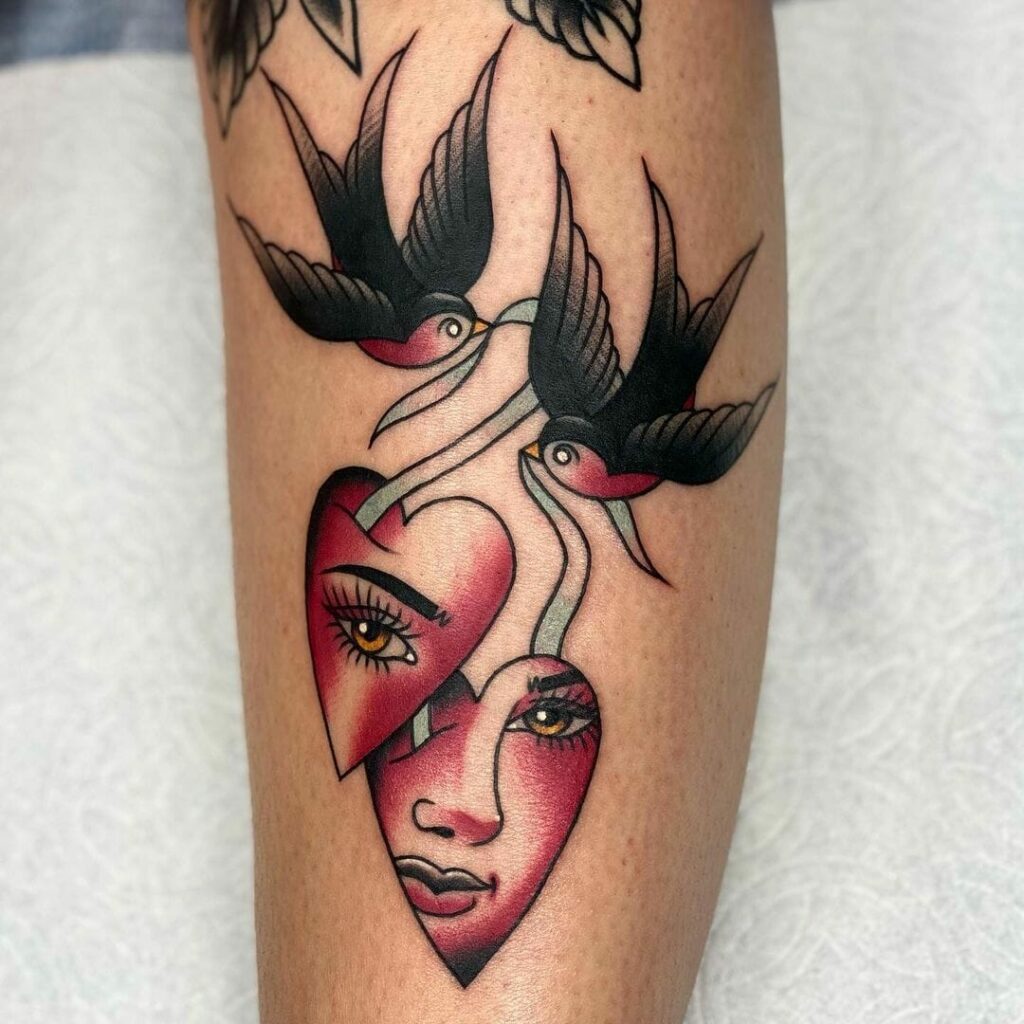 11+ Traditional Sparrow Tattoo Ideas You Have To See To Believe! 14 Sparrow Tattoos Featuring Heart-Shaped Face
