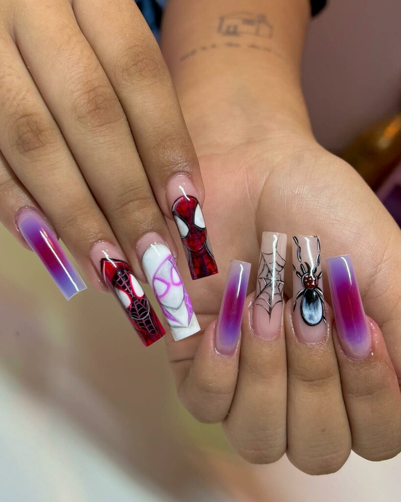 35 Amazing Spiderman Nail Designs To Try In 2024! 25 Spider Verse Spiderman Nail Art