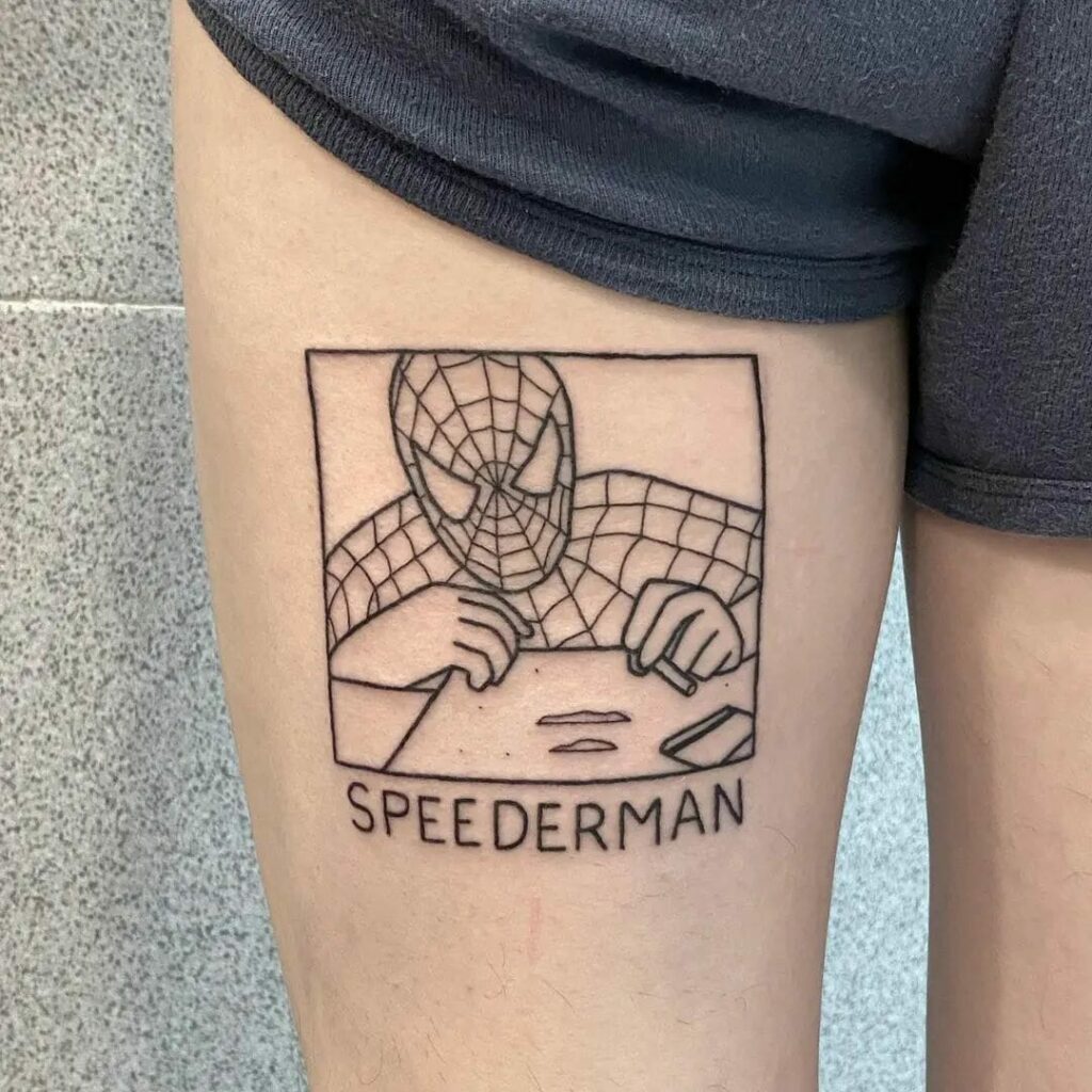 13+ Simple Spiderman Tattoo To Inspire You! 14 Spiderman In a Box Tattoo