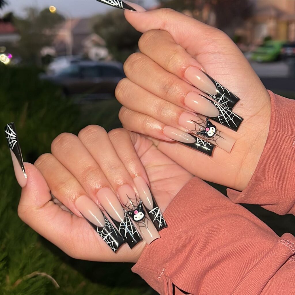 Get Spooky with 33 Black Halloween Nails To Try in 2024 17 Spiderwebs Black Nails