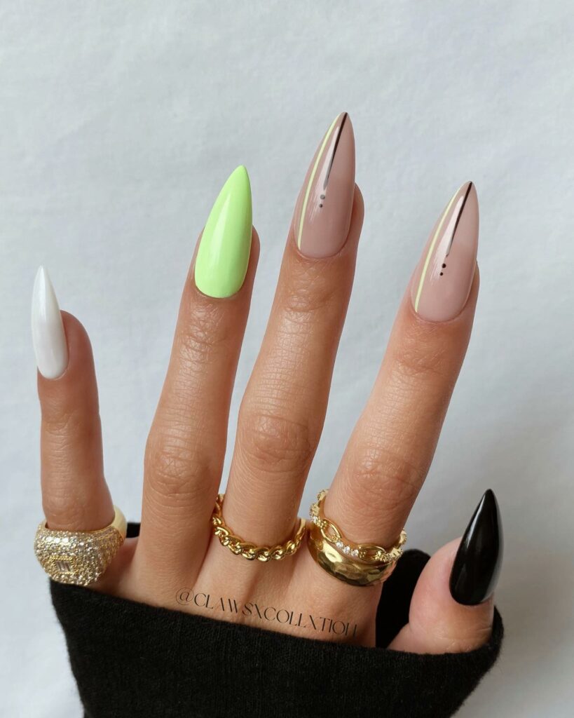 50 Latest Stiletto Nail Ideas To Try 2024! 61 Neon Green Stiletto Nails
