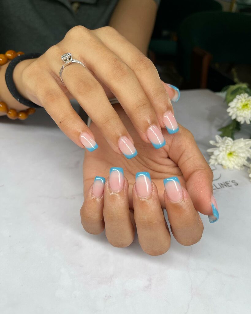30 Blue French Tip Nail Ideas To Try In 2024! 30 Square Blue French tip nails