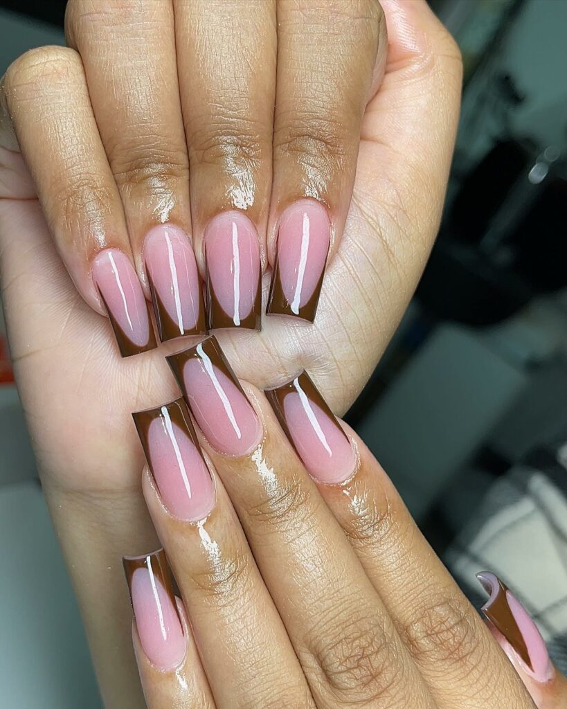 40 Latest Brown French Tip Nail Ideas To Try in 2024! 32 Contemporary Square Brown French Nails