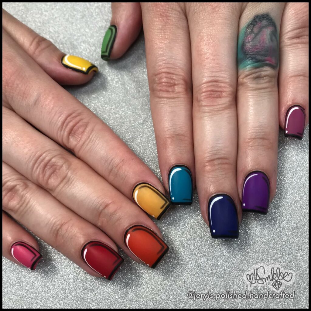 44 Latest Pop Art Nail Designs To Try In 2024! 40 Square Cartoon Pop Art Nails