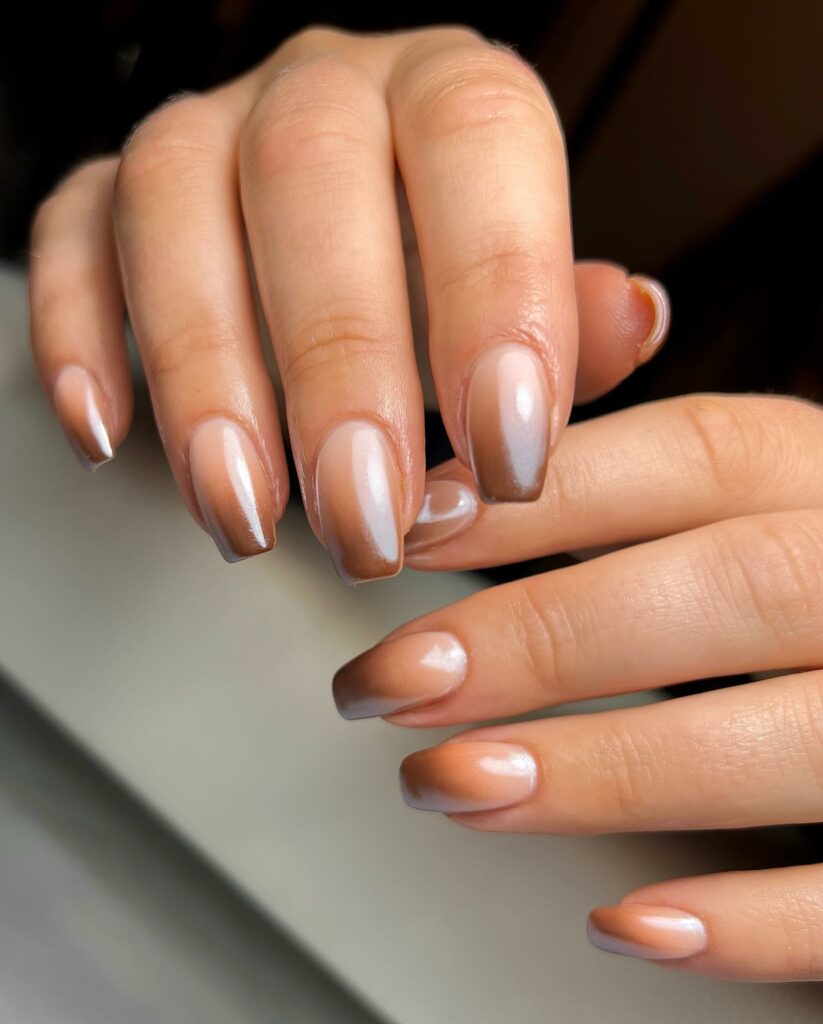 26 Latest Ombre Nail Ideas To Try In 2024! 20 Mocha Latte Square Chocolate Ombré Nails