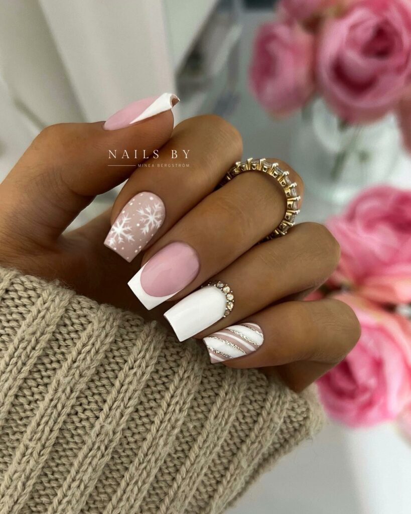 Get Merry with 30 Pink Christmas Nail Ideas in 2024 26 Square Pink Christmas Nails