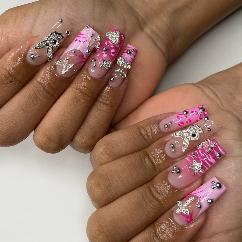 28 Stunning Playboy Nail Designs for 2024 20 Classic Square Pink Playboy Nails