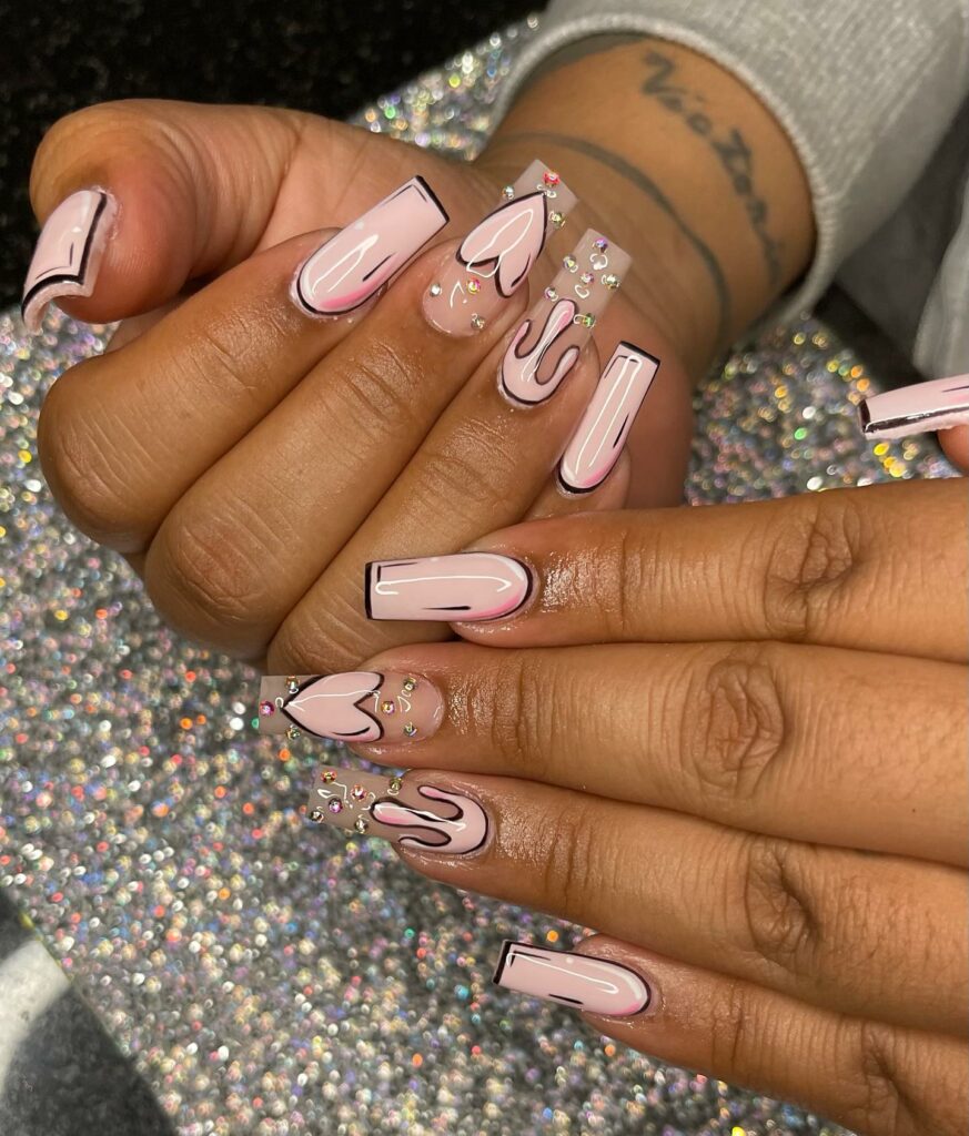 44 Latest Pop Art Nail Designs To Try In 2024! 47 Square Pop Art Nails with Gems