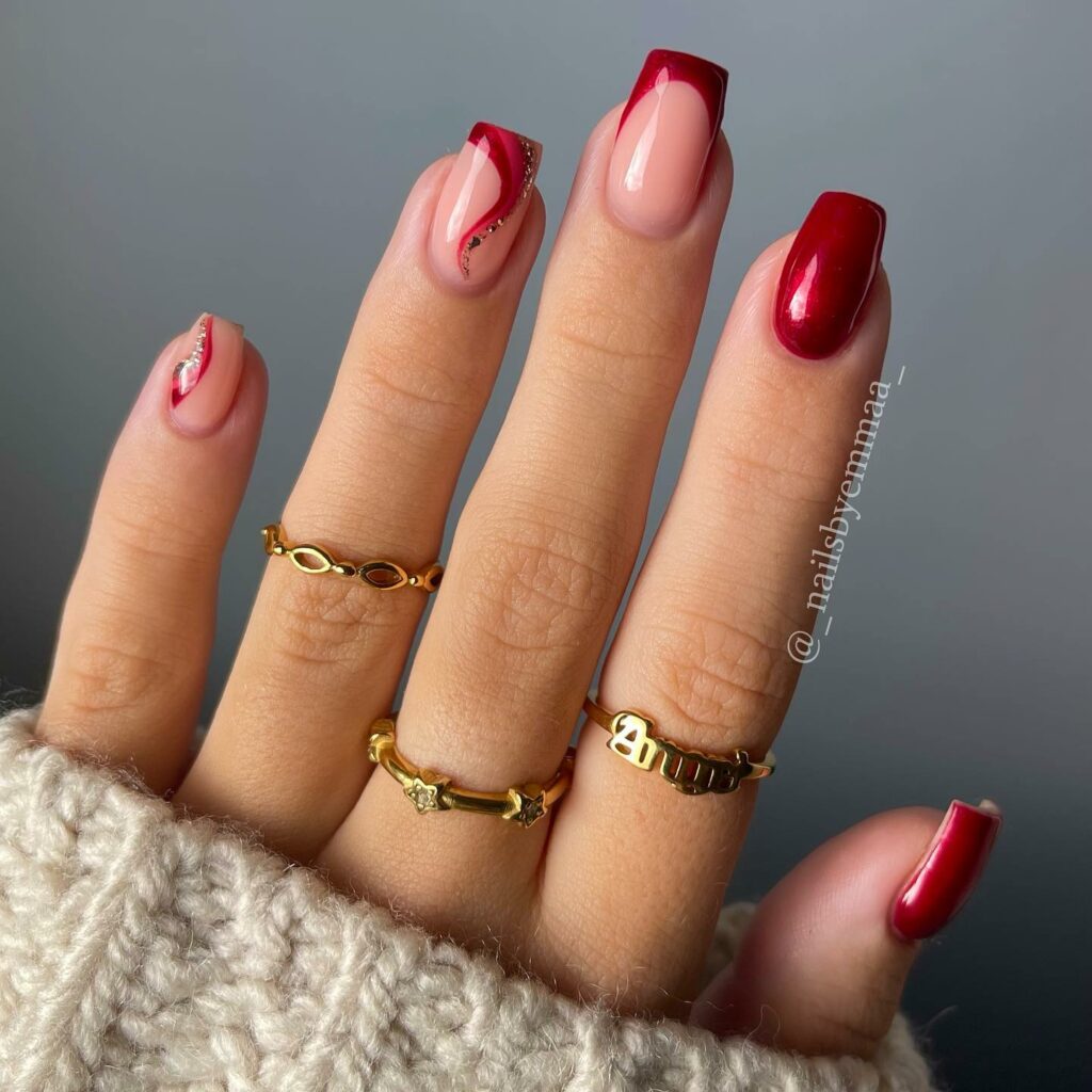 Celebrate with 33 Short Christmas Nail Ideas in 2024 27 Trendy Square Red Short Christmas Nails