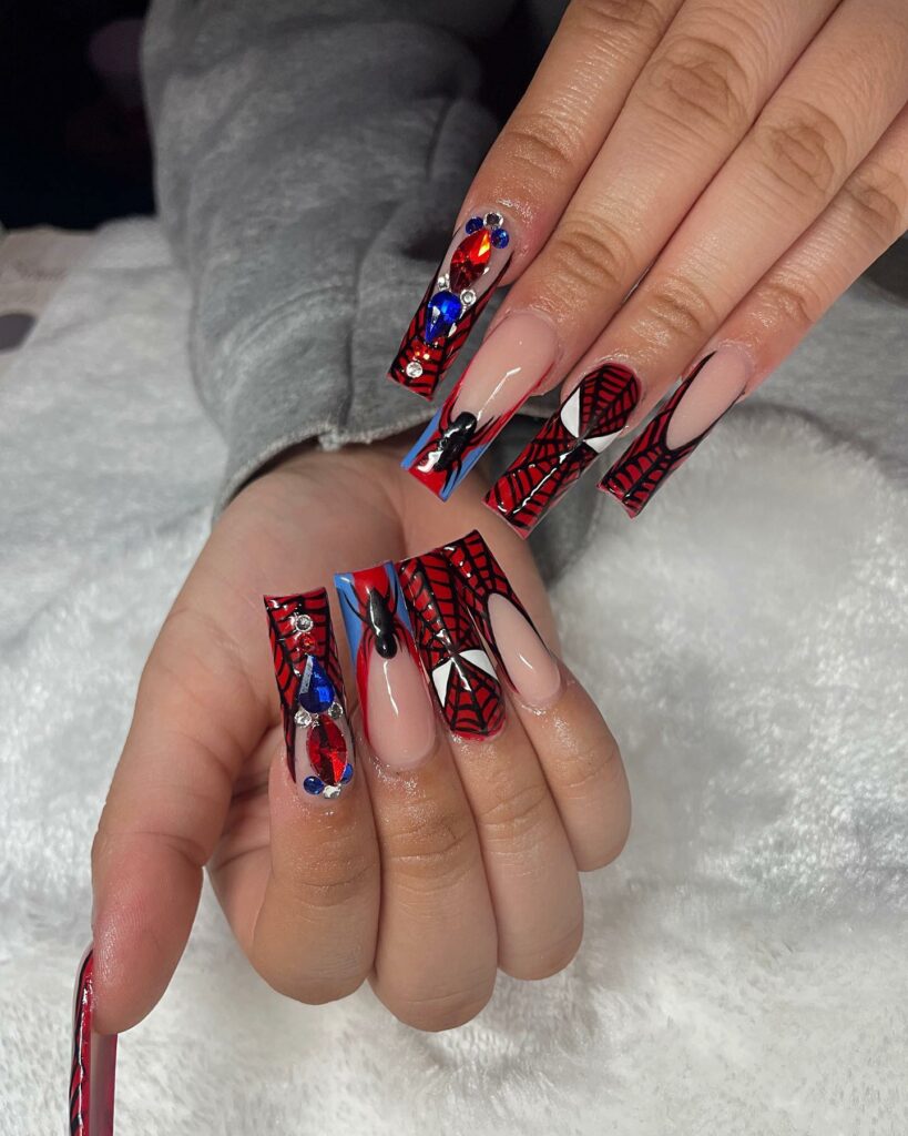 35 Amazing Spiderman Nail Designs To Try In 2024! 12 Bold Spiderman Square Nails