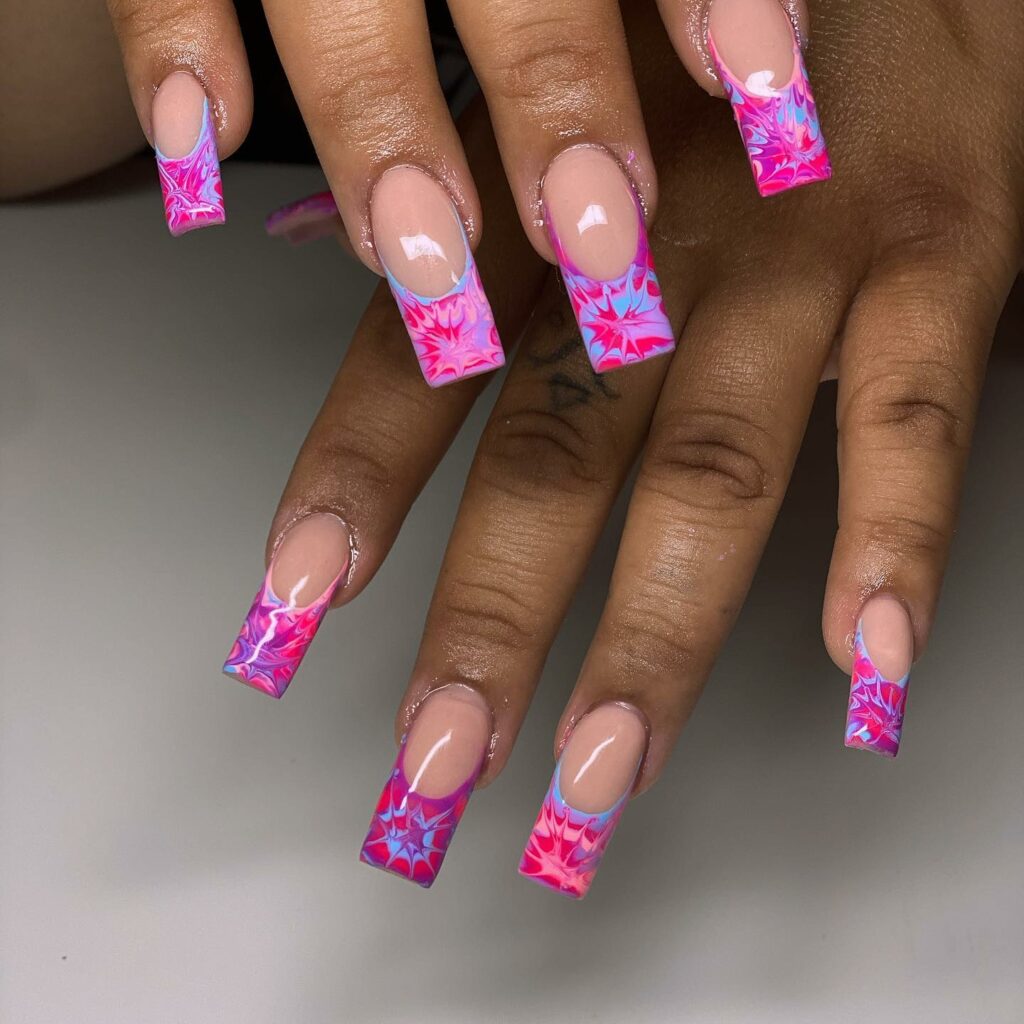 Get Artsy with 25 Tie-Dye Nail Designs in 2024 26 Square Tie-Dye Nails