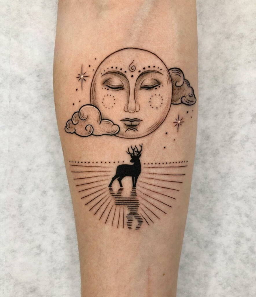 12+Zen Tattoo Ideas To Inspire You 15 Stag And Moon Zen Tattoo