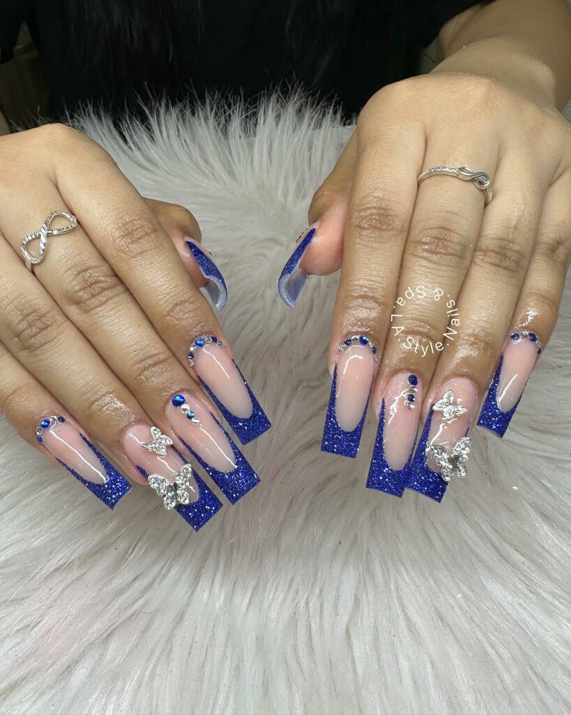 34 Latest Blue Acrylic Nail Designs To Try in 2024 17 Glittering Cobalt Blue Acrylic Nails