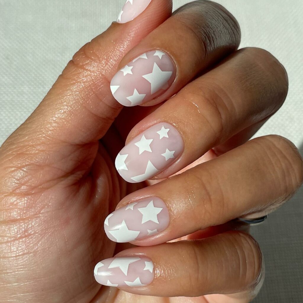 Discover 40 Short White Nail Designs for 2024 39 Starry Night and white short nails