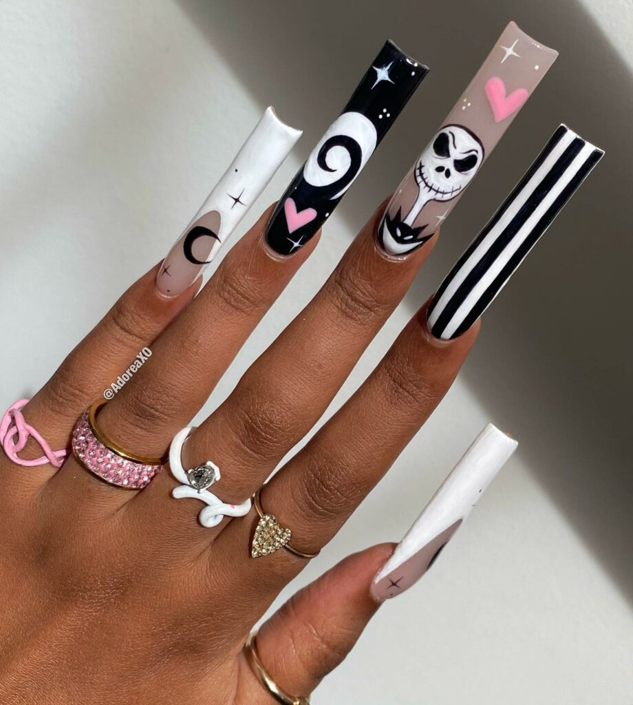30 Latest Nightmare Before Christmas Nails Ideas! 11 Starry Skies Nightmare Before Christmas Nails