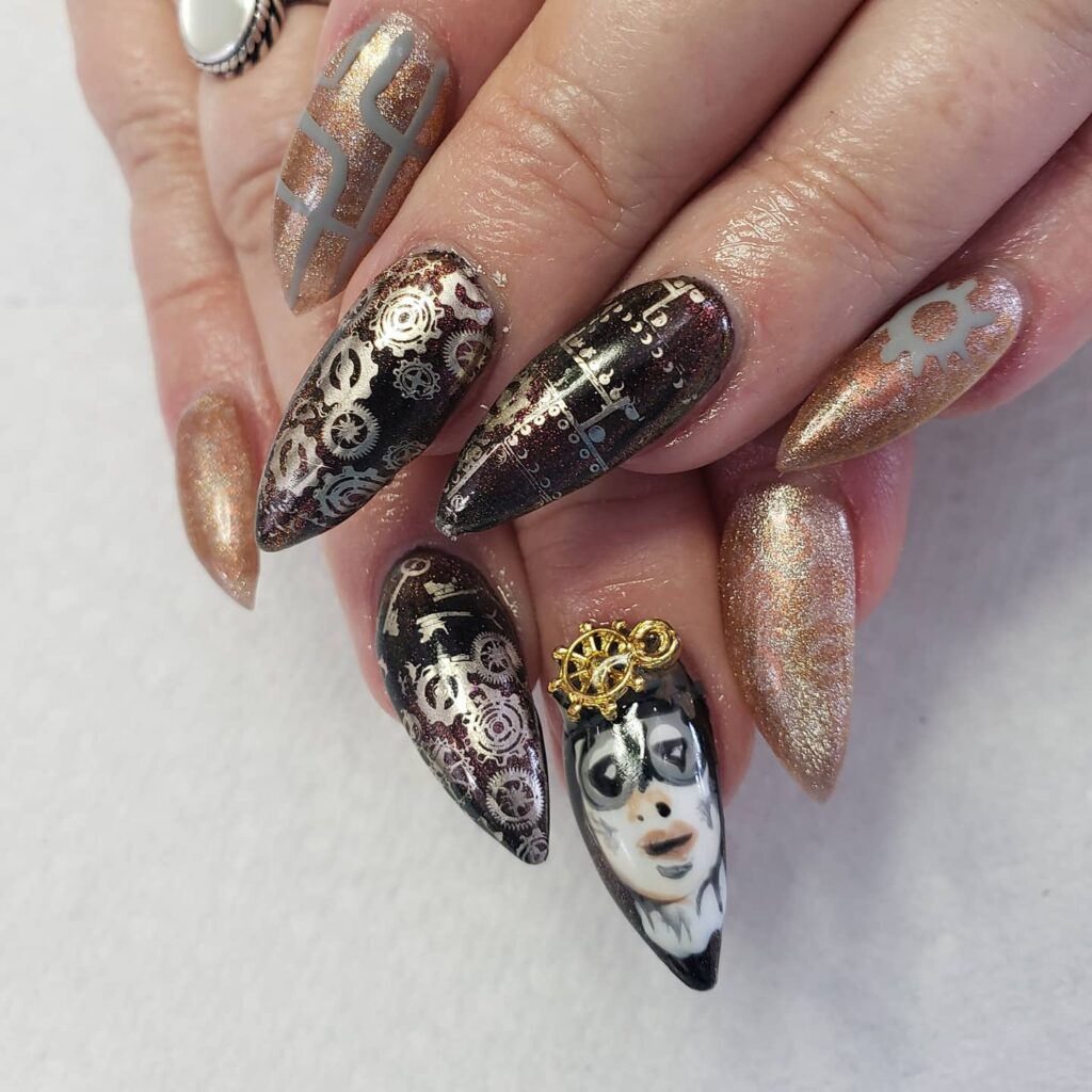 35 Latest Short Stiletto Nail Ideas to Try in 2024! 31 Artistic Expression on Short Stiletto Nails