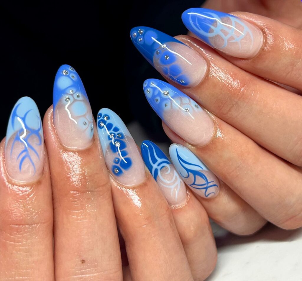 Experiment with 30 Stunning Blue Ombré Nails for 2024 24 Stellar Blues blue ombre nails